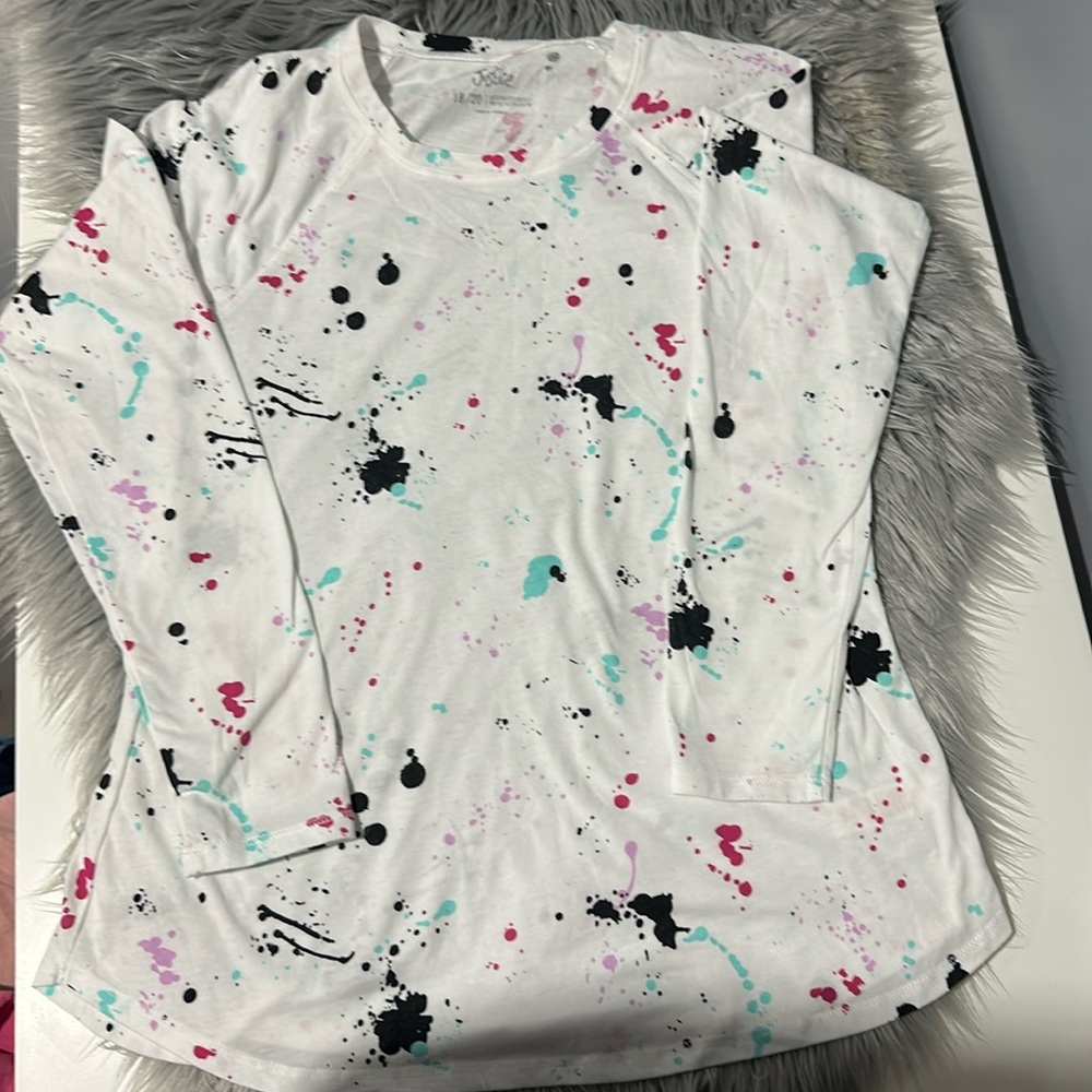Justice Girls Paint Splatter Shirt Long sleeve Multicolor Size 12 Pre Owned